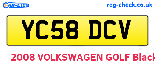 YC58DCV are the vehicle registration plates.