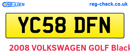 YC58DFN are the vehicle registration plates.