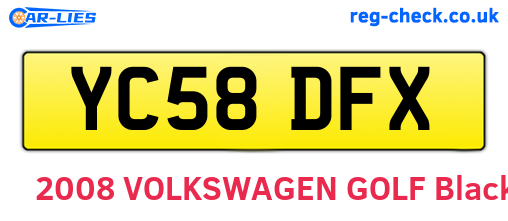 YC58DFX are the vehicle registration plates.
