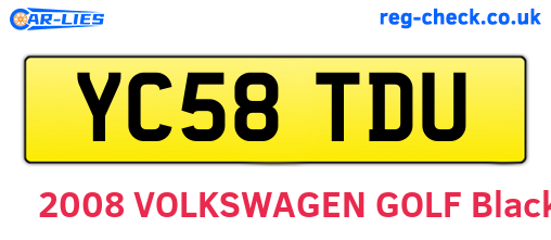 YC58TDU are the vehicle registration plates.