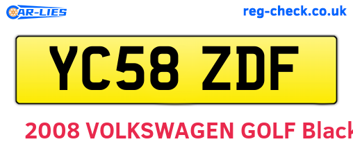 YC58ZDF are the vehicle registration plates.