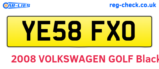 YE58FXO are the vehicle registration plates.