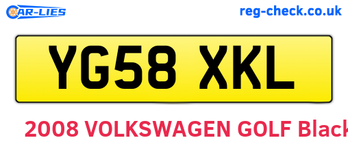 YG58XKL are the vehicle registration plates.
