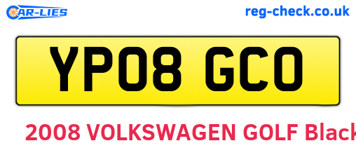 YP08GCO are the vehicle registration plates.