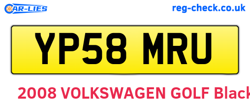 YP58MRU are the vehicle registration plates.