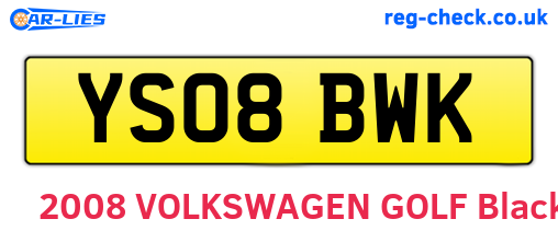 YS08BWK are the vehicle registration plates.