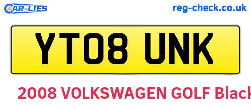 YT08UNK are the vehicle registration plates.