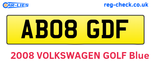 AB08GDF are the vehicle registration plates.