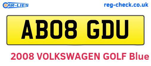 AB08GDU are the vehicle registration plates.