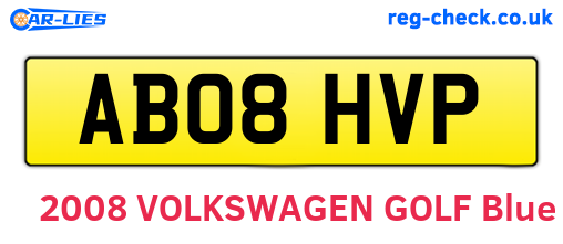AB08HVP are the vehicle registration plates.