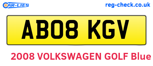 AB08KGV are the vehicle registration plates.
