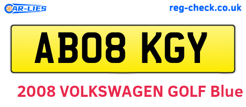 AB08KGY are the vehicle registration plates.