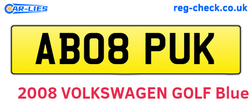 AB08PUK are the vehicle registration plates.