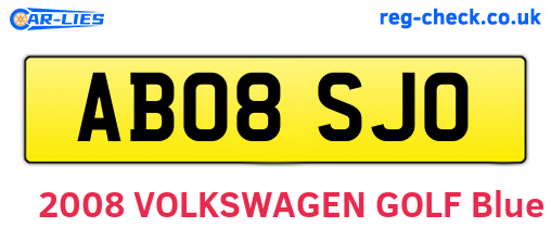 AB08SJO are the vehicle registration plates.
