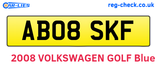 AB08SKF are the vehicle registration plates.