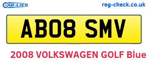 AB08SMV are the vehicle registration plates.