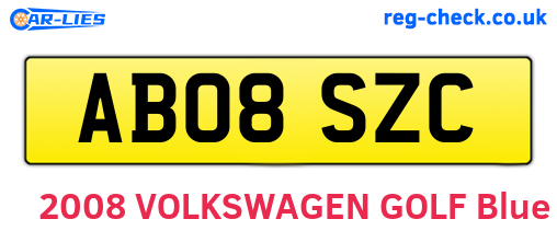 AB08SZC are the vehicle registration plates.