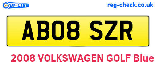 AB08SZR are the vehicle registration plates.