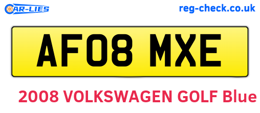AF08MXE are the vehicle registration plates.