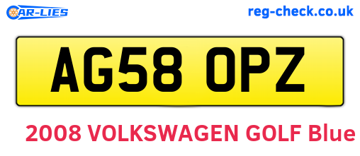 AG58OPZ are the vehicle registration plates.