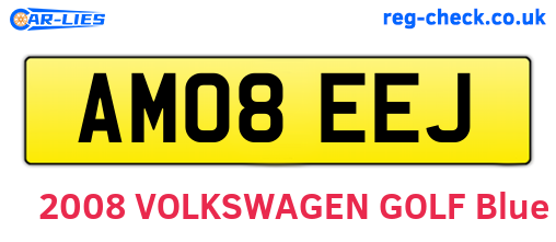 AM08EEJ are the vehicle registration plates.