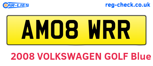 AM08WRR are the vehicle registration plates.