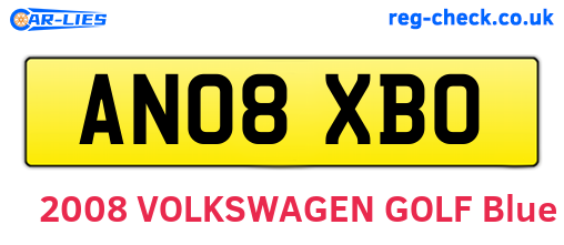 AN08XBO are the vehicle registration plates.