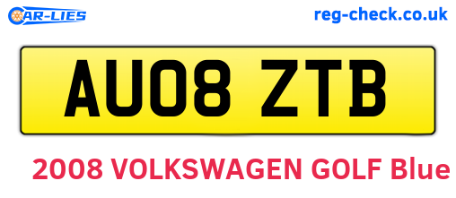 AU08ZTB are the vehicle registration plates.