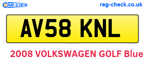 AV58KNL are the vehicle registration plates.