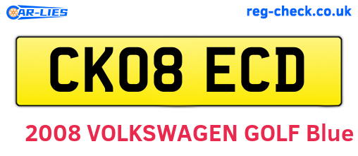 CK08ECD are the vehicle registration plates.