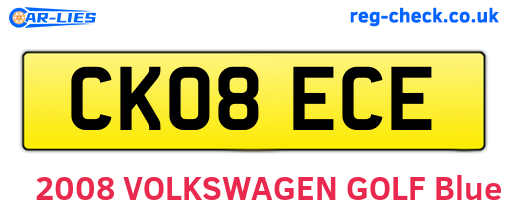 CK08ECE are the vehicle registration plates.
