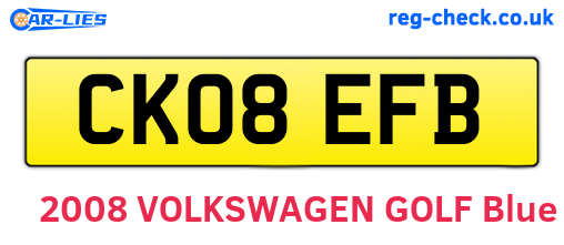 CK08EFB are the vehicle registration plates.