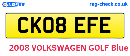 CK08EFE are the vehicle registration plates.