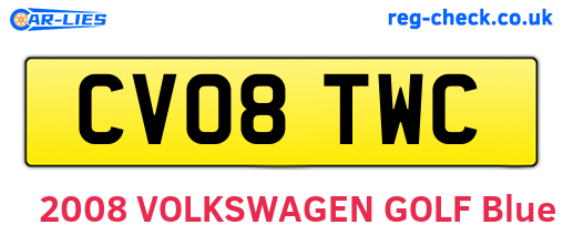 CV08TWC are the vehicle registration plates.