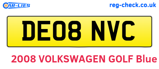 DE08NVC are the vehicle registration plates.