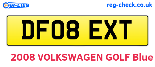 DF08EXT are the vehicle registration plates.