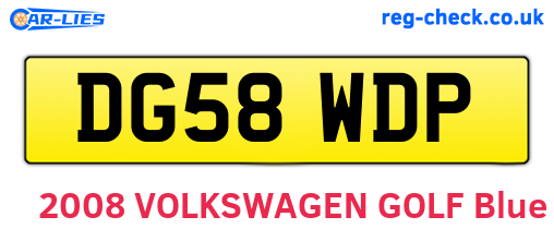 DG58WDP are the vehicle registration plates.