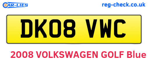 DK08VWC are the vehicle registration plates.