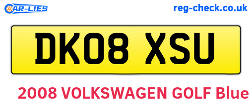 DK08XSU are the vehicle registration plates.