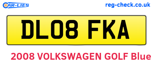 DL08FKA are the vehicle registration plates.