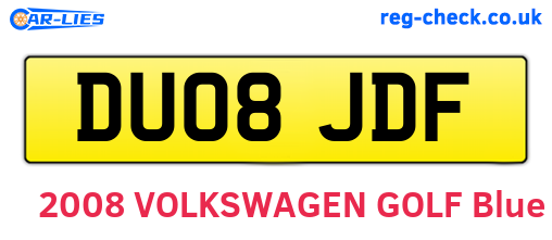 DU08JDF are the vehicle registration plates.