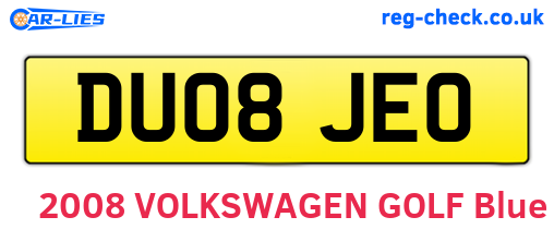 DU08JEO are the vehicle registration plates.