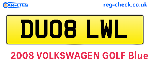 DU08LWL are the vehicle registration plates.