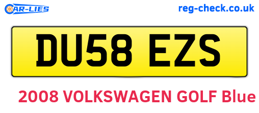 DU58EZS are the vehicle registration plates.
