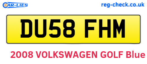 DU58FHM are the vehicle registration plates.