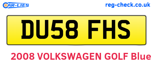 DU58FHS are the vehicle registration plates.