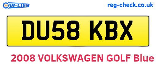 DU58KBX are the vehicle registration plates.