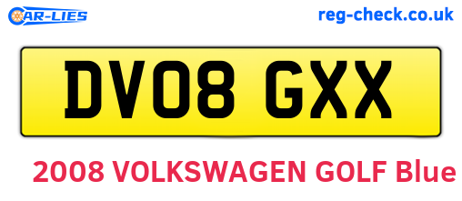 DV08GXX are the vehicle registration plates.
