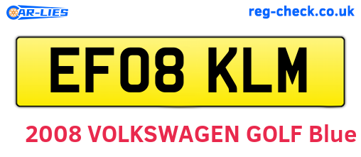 EF08KLM are the vehicle registration plates.