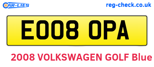 EO08OPA are the vehicle registration plates.